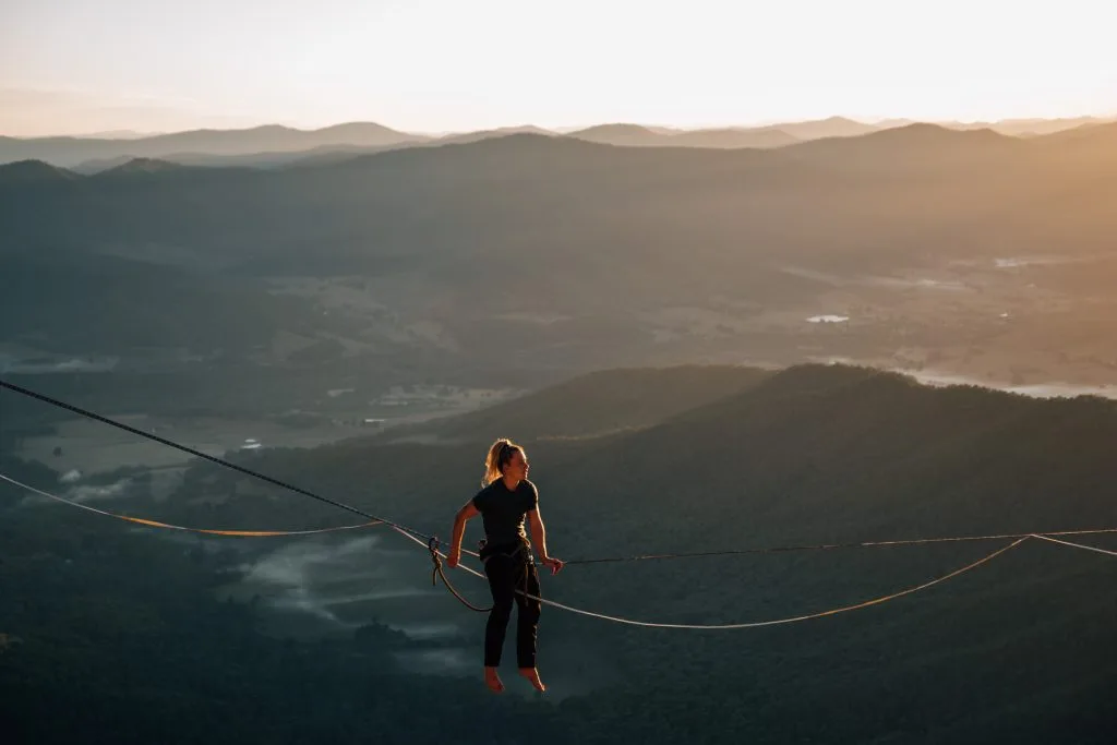 Elise highlinging - one of her many outdoor hobbies! Image by Jordy from Zorali