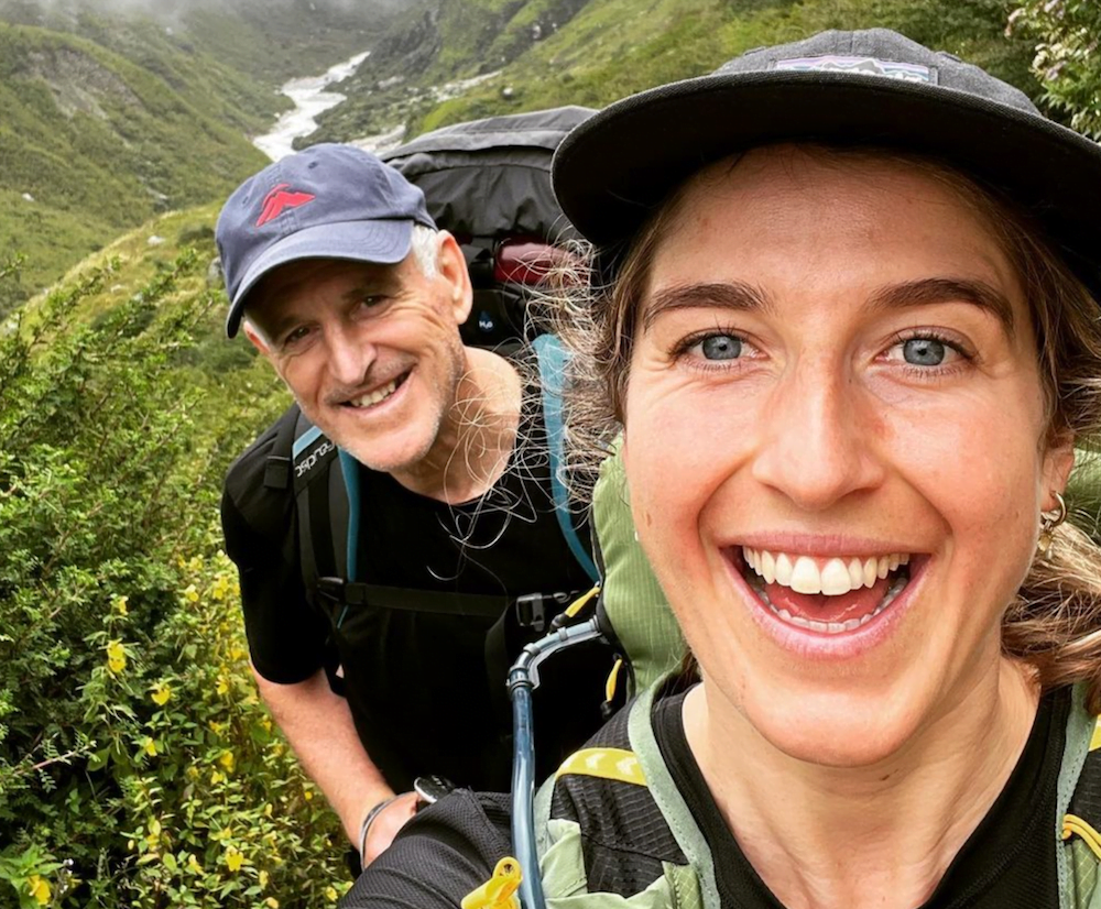 A personal shot of Jessie and her dad hiking the acclimatisation track